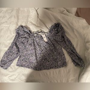 AE Puff- sleeve button-up top